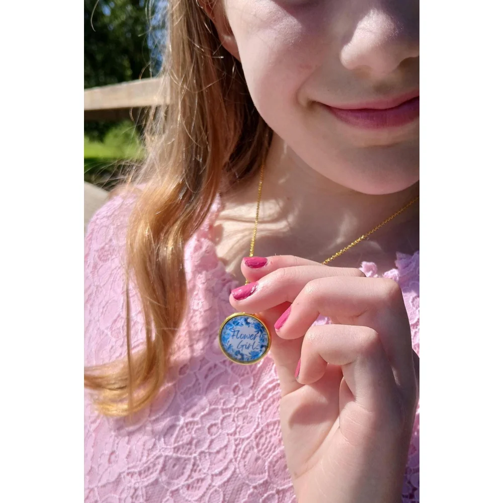Flower Girl Necklace: Wedding Keepsake, Something Blue Gift